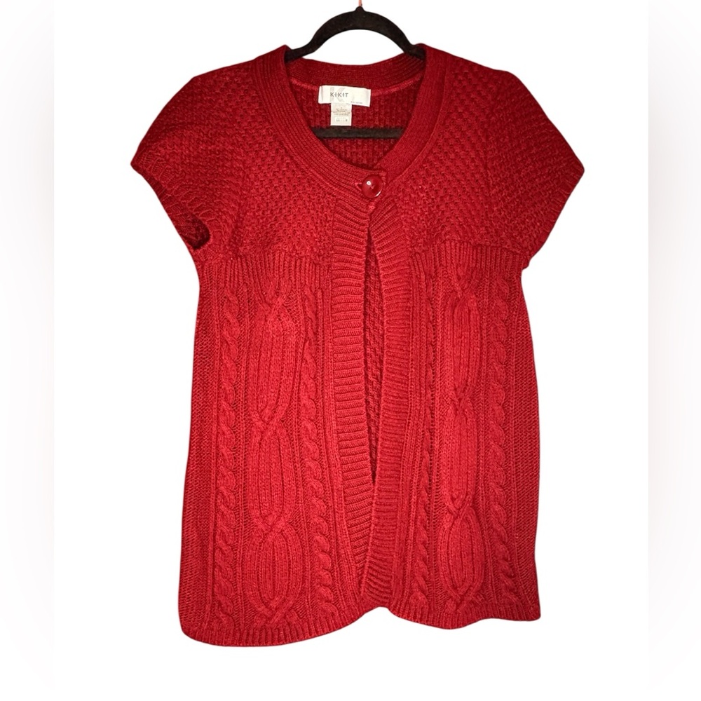 Koret Women's Burgundy Cable Knit Cardigan Sz Medium